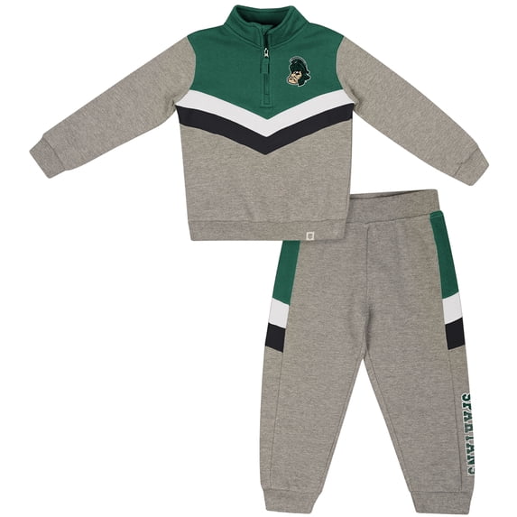 Toddler Colosseum Heather Gray Michigan State Spartans Clarence Fleece Quarter-Zip Sweatshirt & Sweatpants Set