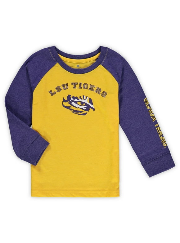Toddler Colosseum Heathered Gold LSU Tigers Long Sleeve Raglan T-Shirt