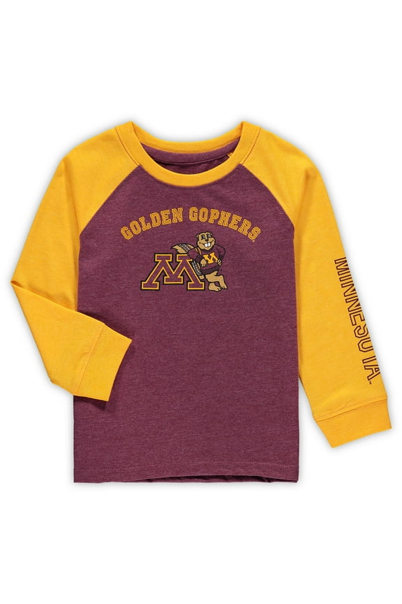 Toddler Colosseum Heathered Maroon Minnesota Golden Gophers Long Sleeve Raglan T-Shirt