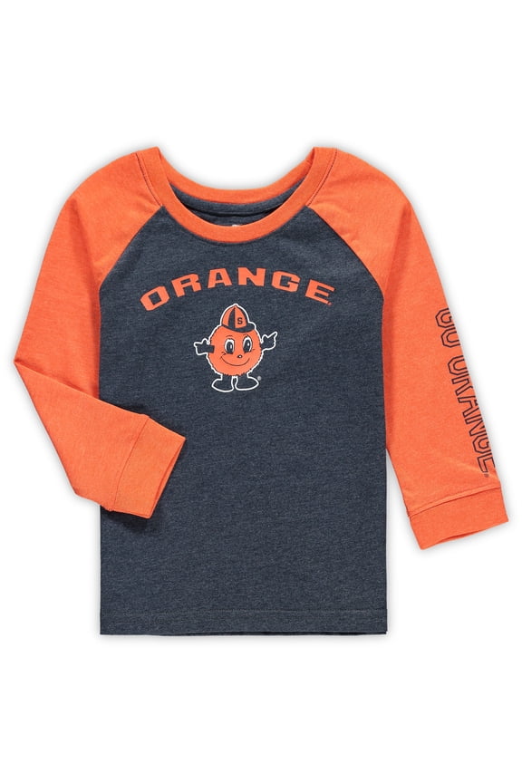 Toddler Colosseum Heathered Navy Syracuse Orange Long Sleeve Raglan T-Shirt