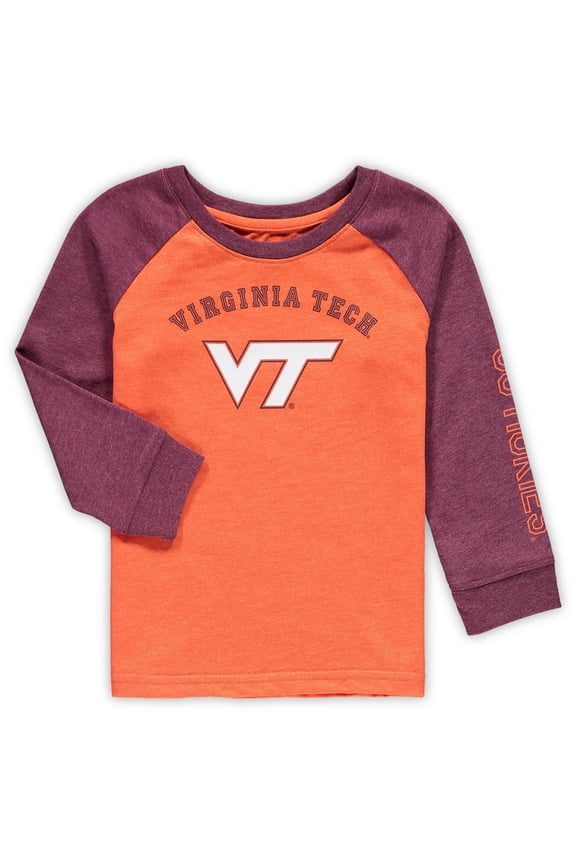 Toddler Colosseum Heathered Orange Virginia Tech Hokies Long Sleeve Raglan T-Shirt
