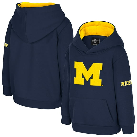 Toddler Colosseum  Navy Michigan Wolverines Big Logo Volume Fleece Pullover Hoodie