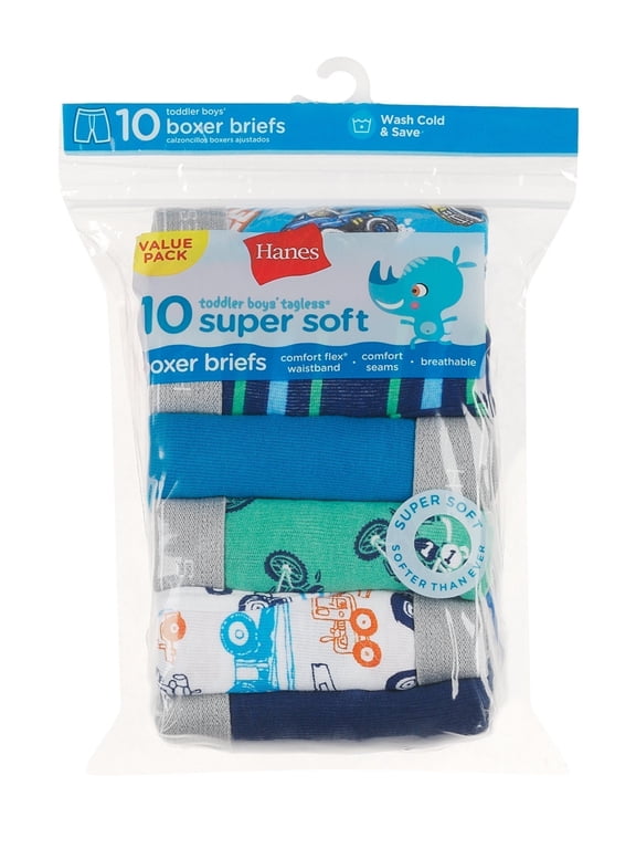 Boxer Briefs 10-Pack Boys Toddler Comfort Waistband Soft Cotton