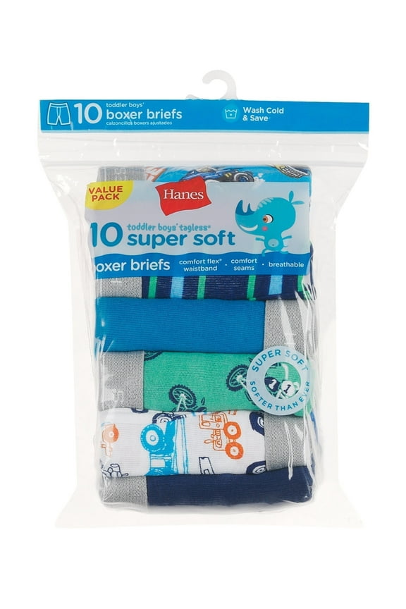 Boxer Briefs 10-Pack Boys Toddler Comfort Waistband Soft Cotton