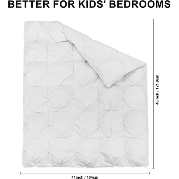 Toddler Comforter Pinch Pleat Down Throw Blanket, White 41x48in