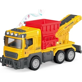 Toddler Construction Trucks, Kids Sand Conveyor Truck with Conveyor Belt & Dumping Function, Push-and-Go Vehicle for Boys Girls Age 3 4 5 6, Birthday for Toddlers