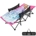 thumbnail image 1 of Toddler Cot Bed: Kids travel camping bed, a Portable Folding Cot for kids Great for Outdoors and Young Guests At Home. Comfortable Kids Sleeping Cot Easy To Store And Use (Pink), 1 of 6
