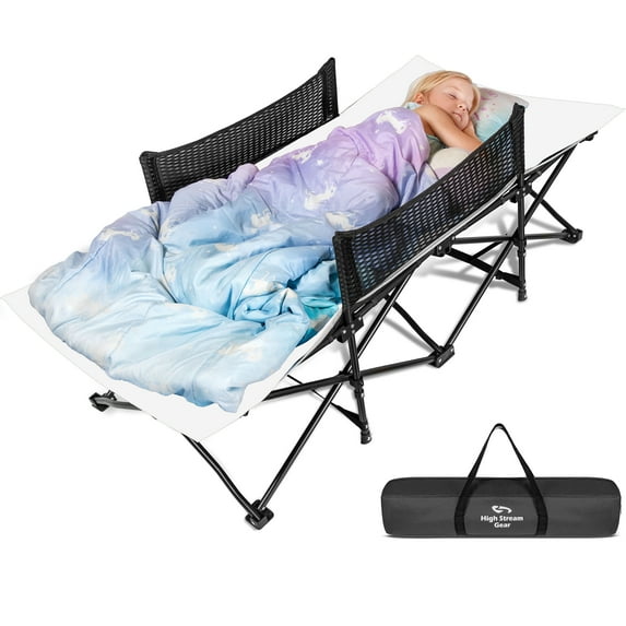 Toddler Cot Bed: Kids travel camping bed, a Portable Folding Cot for kids Great for Outdoors and Young Guests At Home. Comfortable Kids Sleeping Cot Easy To Store And Use (White)