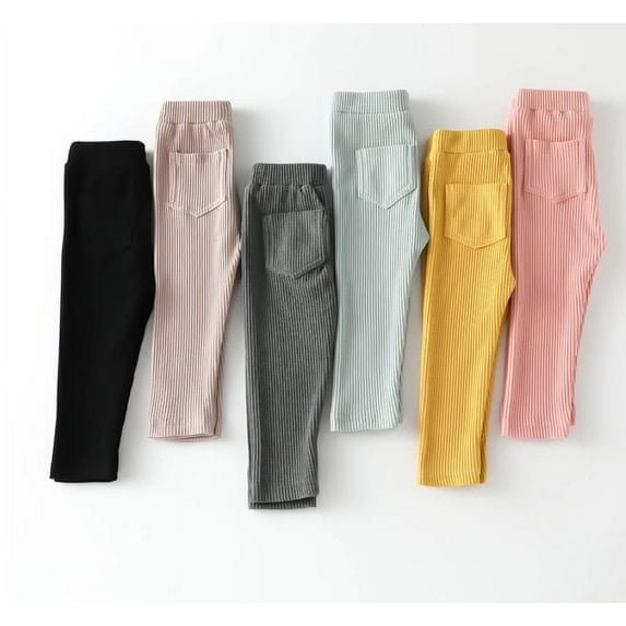 Toddler Cotton Ribbed Double Pocket Leggings