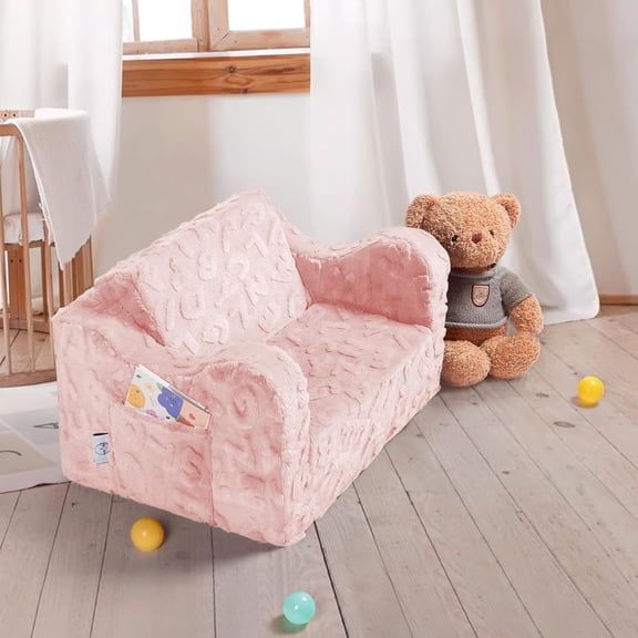 Toddler Couch, 2-in-1 Convertible Kids Chair to Lounger Bed, Baby Sofa for Toddler Boys Girls, Ideal for Reading Gaming Playing Decor (Pink)