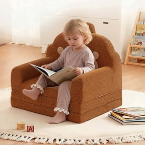 Caveen Kids Sofa, 2 in 1 Toddler Couch Fold Out, Toddler Sofa for Boys and Girls, Bear
