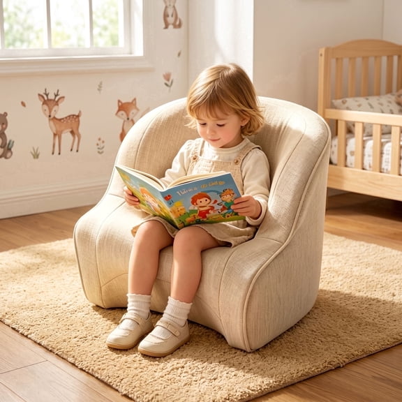 Toddler Couch, Comfy Kids Chair, Upholstered Armchair Preschool Furniture, Baby Couch for Playroom, Ergonomic Sofa Child for Girls Boys