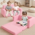 thumbnail image 1 of Kids Couch, Caveen Extra Wide Kids Sofa, 2 In 1 Convertible Toddler Sofa Chair for Boys and Girls, Pink, 1 of 9