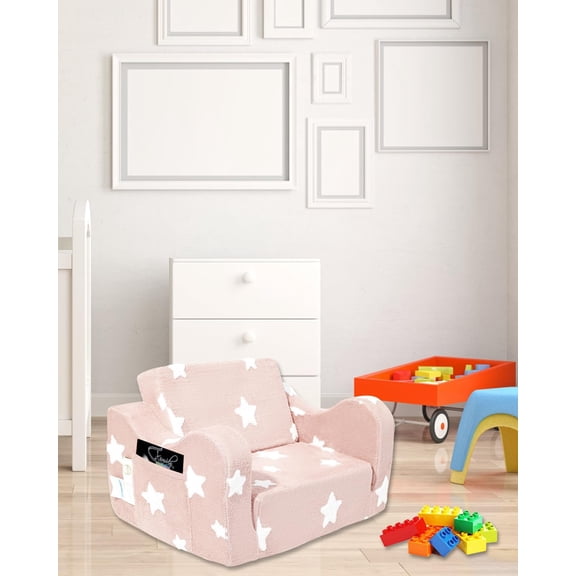 Toddler Couch, Kids Couch for Toddler Fold Out, 2-in-1 Convertible Kid Sofa to Lounger Bed for Girls and Boys, Ideal for Reading Sleeping Gaming Decor (Pink)