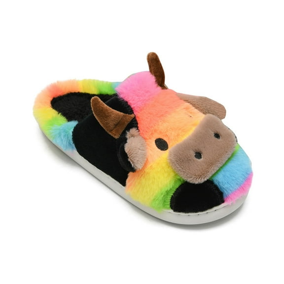 Toddler Cow Slippers For Kids Fuzzy Slippers Cute Animal Slippers, Toddler House Slippers Girls Kawaii Cow Cotton Slippers