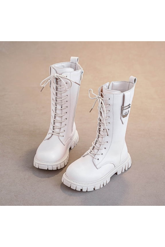 Toddler Cowboy Boots Size 10 Girls White Boots Kids Boots Girls Girl's Knee High Boots And Combat Boots Leather Non Slip Boots Sole Heels Shoes