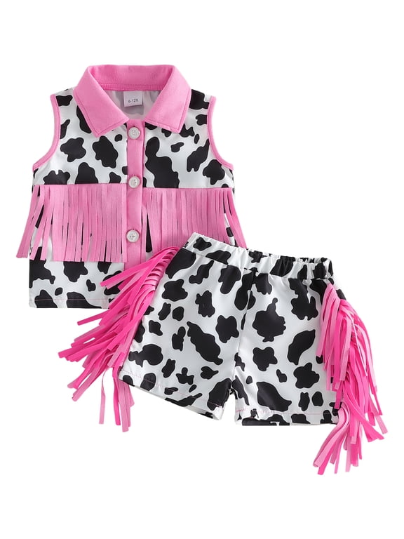 Toddler Cowgirl Outfit Girls Western Shirt Ruffle Sleeve Top Shorts Set Kids Denim Outfit