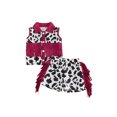 thumbnail image 1 of Toddler Cowgirl Outfit Girls Western Shirt Ruffle Sleeve Top Shorts Set Kids Denim Outfit, 1 of 9