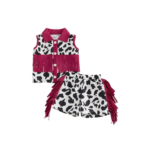 Toddler Cowgirl Outfit Girls Western Shirt Ruffle Sleeve Top Shorts Set Kids Denim Outfit