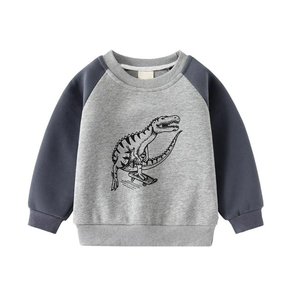 Toddler Crew Neck Sweatshirt Crewneck Cartoon Print Long Sleeve Top Comfortable Tractor Clothes Boys' Tops, Tees & Shirts,Grey,4-5 Years
