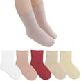 thumbnail image 1 of Toddler Crew Socks - 5 Pairs Baby Cotton Solid Socks Kids Neutral Socks for Boys Girls 0-8 Years, 1 of 5