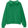 thumbnail image 1 of Toddler Crewneck Sweatshirt Half Zip Sweatshirt Quarter Zip Pullover Hoodie With Pocket Girl Hoodies Green 9 Years-10 Years, 1 of 4