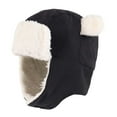 thumbnail image 1 of Toddler Cute Bear Ear Winter Hat Baby Fleece Lined Warm Kids Trapper Hats for Boys Girls Earflap Beanie with Hook Loop Black, 1 of 9