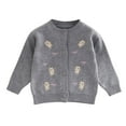 thumbnail image 1 of Toddler Cute Cardigan Sweater Girls Bear Embroidered Knit Cardigans Lightweight Button down Sweaters Tops Gray, 3 Y, 1 of 6