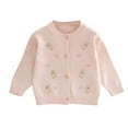 thumbnail image 1 of Toddler Cute Cardigan Sweater Girls Bear Embroidered Knit Cardigans Lightweight Button down Sweaters Tops Pink, 7 Y, 1 of 6