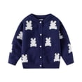 thumbnail image 1 of Toddler Cute Cardigan Sweater Girls Rabbit Pearls Button down Knitwear Jacket Long Sleeve Crewneck Fall Warm Tops, Blue, 5 Years, 1 of 3