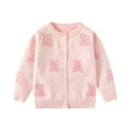 thumbnail image 1 of Toddler Cute Cardigan Sweater Girls Rabbit Pearls Button down Knitwear Jacket Long Sleeve Crewneck Fall Warm Tops, Pink, 2 Years, 1 of 3