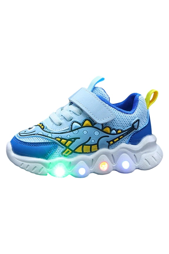 Toddler Cute Cartoon Sneakers Sparkly Light Up Non Slip Walking Shoes Boys Girls LED Flashing Casual Shoes