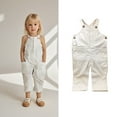 thumbnail image 1 of Toddler Cute Jumpsuit Girls Overalls Kids Casual Sleeveless Girls Overalls with Pockets White Jumpsuit Girls Clothes Size 12-18 Months, 1 of 6