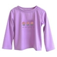 thumbnail image 1 of Toddler Cute Long Sleeve Tee, Girls Flower Printed Soft Cottons T-Shirt, Kids Lightweight Basic Crewneck Blouse Undershirts Tops Purple 3Y, 1 of 3