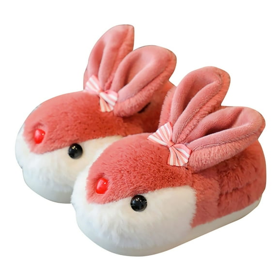 Toddler Cute Slippers Boys Girls Animals House Slippers Indoor Winter Bedroom Non Slip Soft Rabbit Warm Shoes
