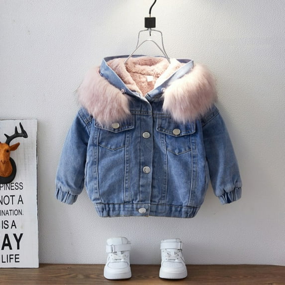 Toddler Denim Jacket Hooded Button Lined Denim Jacket Toddler Casual Jacket Toddler Boys Clothes 12-18 Months