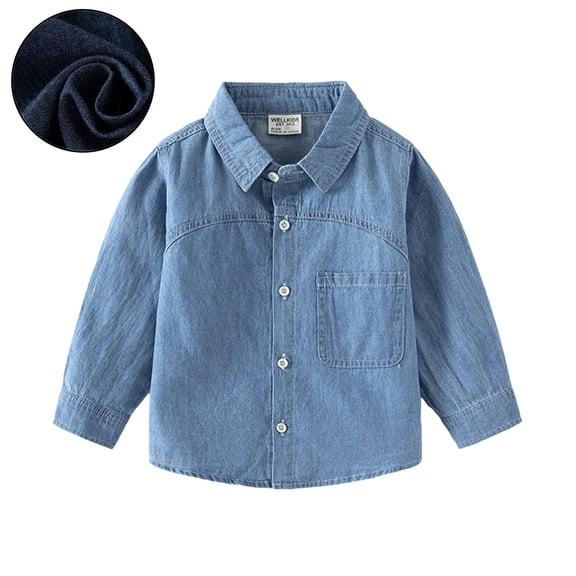 Toddler Denim Jacket Long Sleeve Button down Blue Jean Jacket Lightweight Jacket Boy Jacket 3-4 Years
