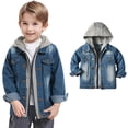 thumbnail image 1 of Toddler Denim Jacket Long Sleeve Denim Hoodie Blue Jacket Boys Spring Jackets 18-24 Months Boy Clothes, 1 of 9