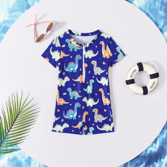 Toddler Dinosaur And Turtle One Piece Swimsuit Beach Sun Protection Swimwear Navy 2 Y-3 Y