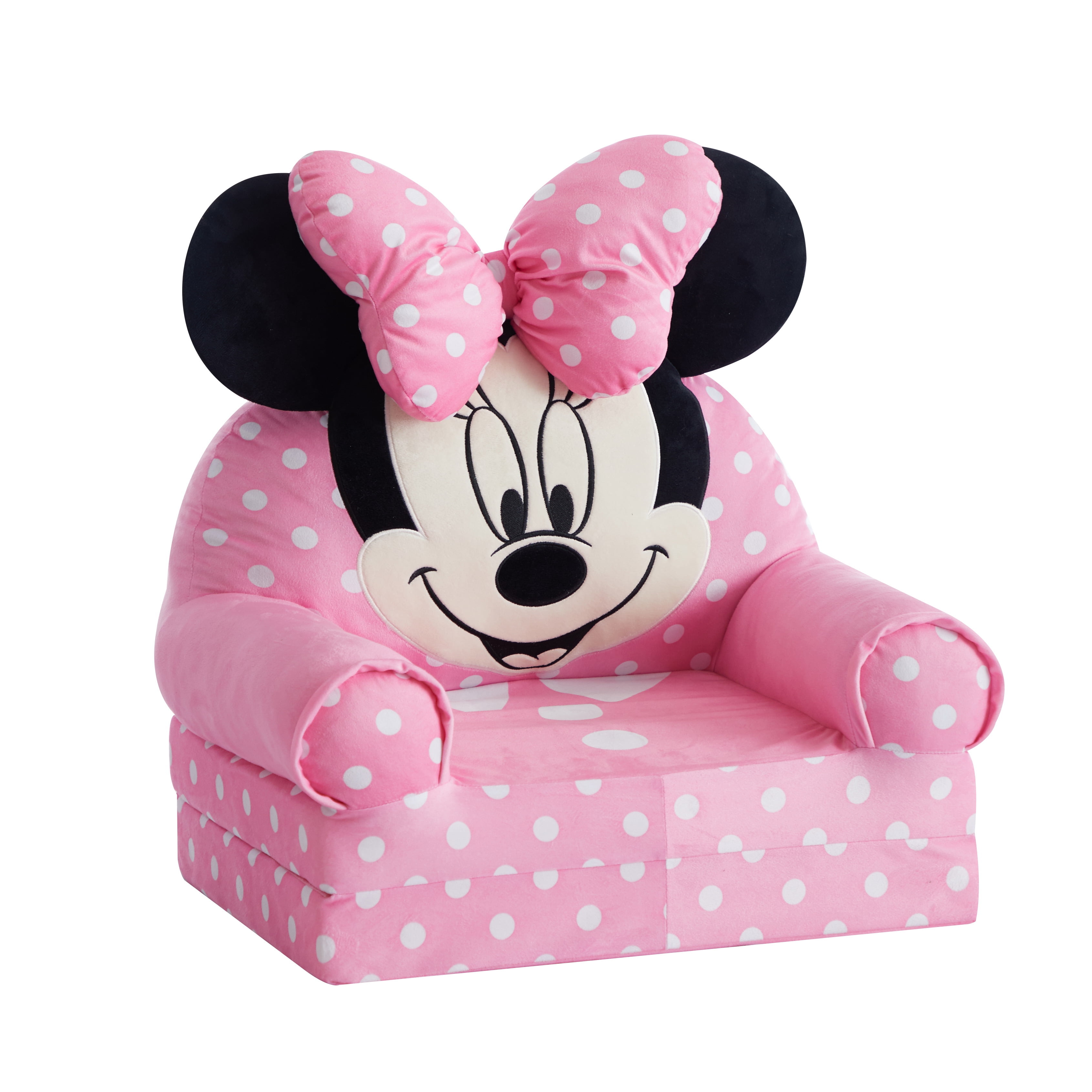 Disney Minnie Mouse 2-in-1 Flip Out Chair, Toddler, Pink Polyester