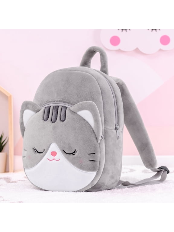 Toddler Doll Cat Animal Kids Dolls for Girls Kitty Plush Pocket Gray Age 3+