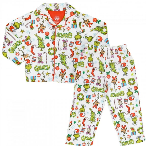Toddler Boy's Girl's The Grinch Christmas Holiday Flannel Character Pajama Set, Size 3T