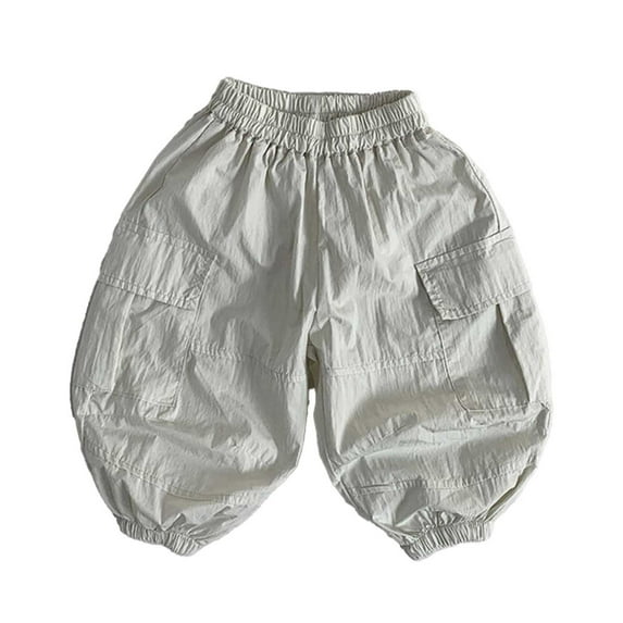 Toddler Drawstring Elastic Sweatpants Soft Beige Toddler Shorts Summer Pants Preppy Pants for Girls 2-3 Years