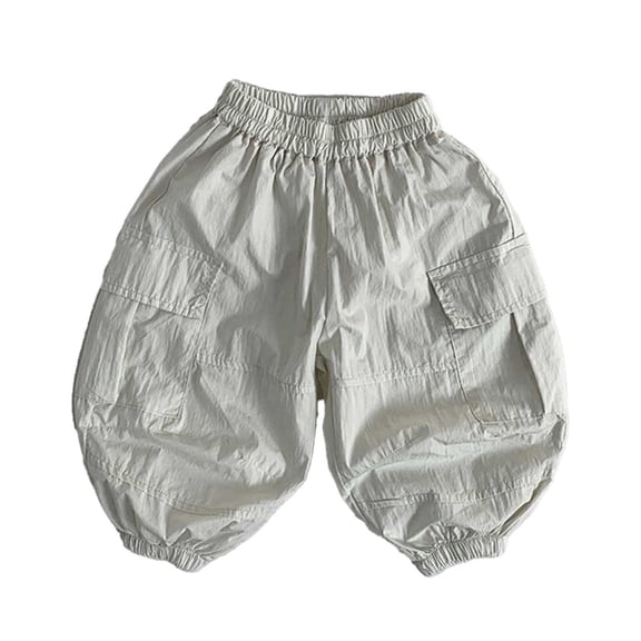 Toddler Drawstring Elastic Sweatpants Soft Beige Toddler Shorts Summer Pants Preppy Pants for Girls 2-3 Years