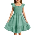 thumbnail image 1 of Toddler Dress Baby Girls Summer Smocked Sleeveless Sun With Pockets Dresses Casual Summer Beach Sundress for 5-6 Years, 1 of 5