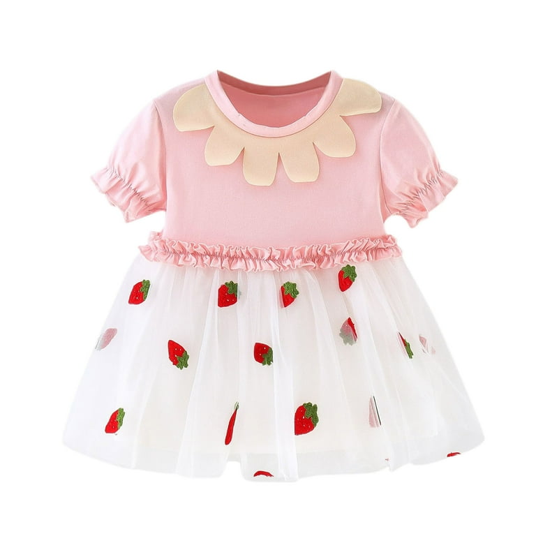 Toddler Dress Cardigan Jean Jumper Dress for Girls Strawberry