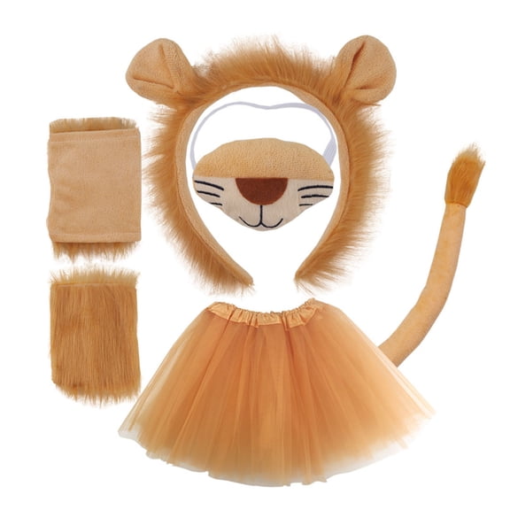 Toddler Dress Cute Cartoon Animals Holiday Party Dance Tutu Skirts Accessory Set Girl Dresses Brown One Size