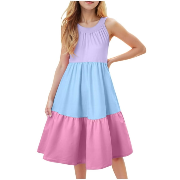 Toddler Dress Girls Summer Ruffle Sleeve Tiered Swing Midi Casual Sundress with Pockets Girls Dresses Size 10-12 Pink Maxi Dress With Sleeves Plus Size Dresses For Wedding Guest
