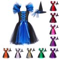 thumbnail image 1 of Toddler Dress Halloween Gift for Girl Dresses Toddler Kids Baby Girls Magnificent Witch Halloween Black Gown With Hat Fancy Tutu Dress Up Cosplay Party Dresses J 2 Years, 1 of 6