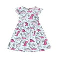 thumbnail image 1 of Toddler Dress Kids Clothes Girls Girls Dress Short Sleeve Casual Dinosaur Sundress for Girl Pink 5-6 Years, 1 of 8